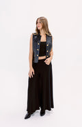1980's Cedars Leather Gold Button Vest
