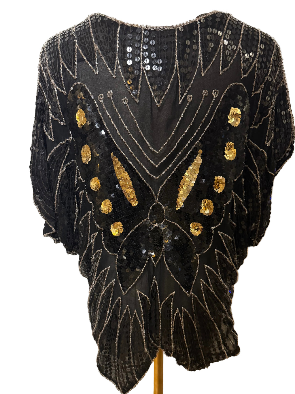 VTG 1980's Sequin Sarafina Beaded Butterfly Top
