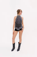 1980's VTG Laurence Kazar Midnight Sequined Halter Top