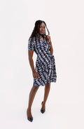 Max Mara Vintage Geo Print Side Tie Wrap Dress
