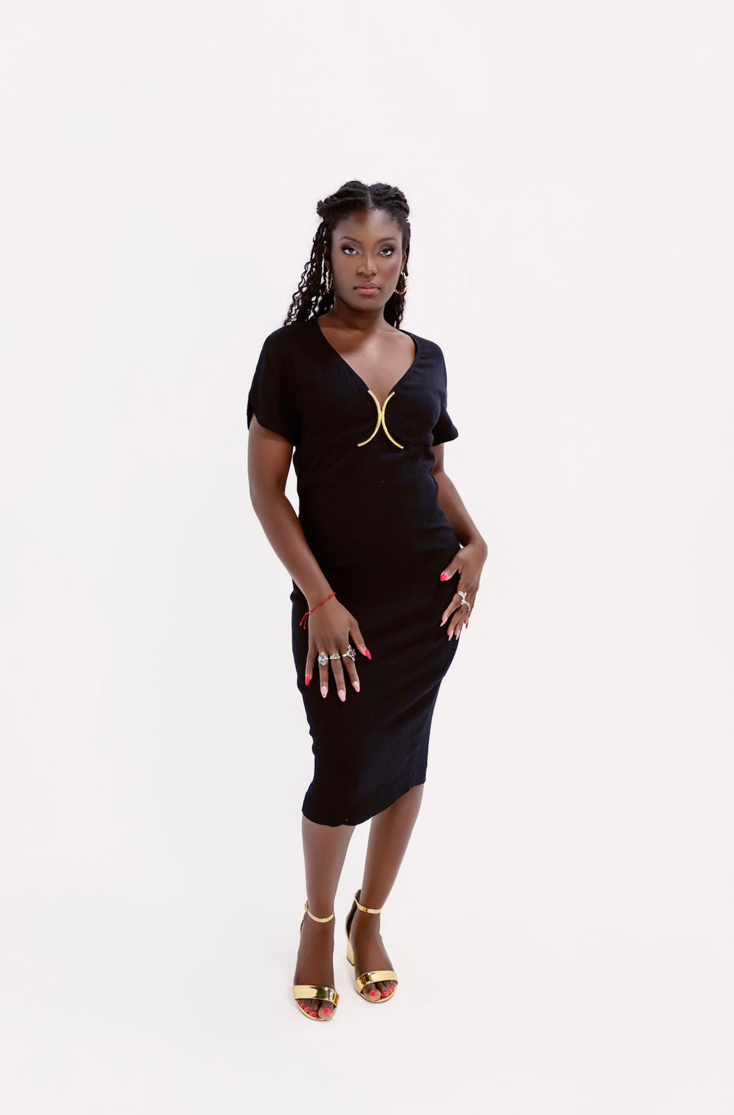 Cavalli Class Y2K Black Crepe Joset Midi Dress — Original Tags