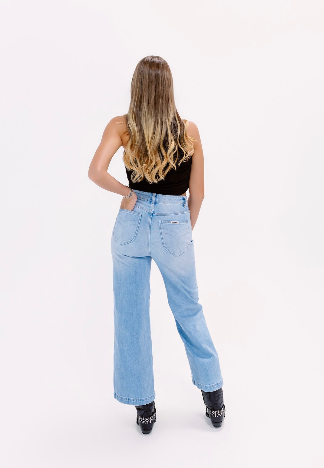 2010s 90's Revival Rolla's Light Wash Patch Pocket Wide Leg Jeans