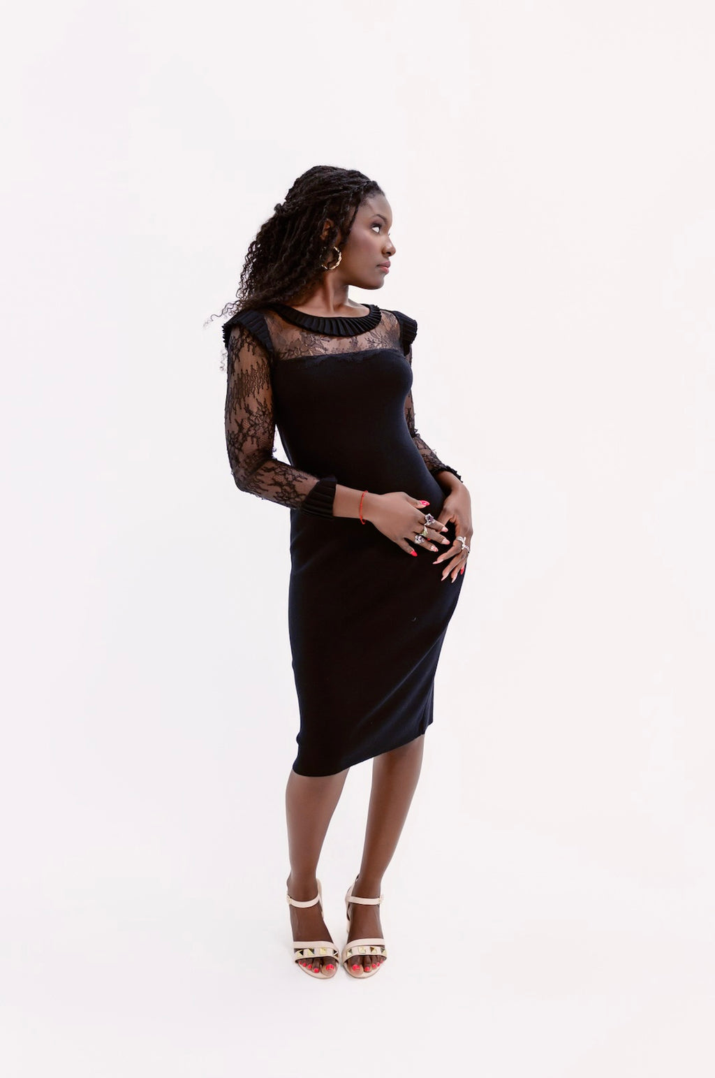 Y2K Valentino Intricate Lace Sleeve Sweater Dress