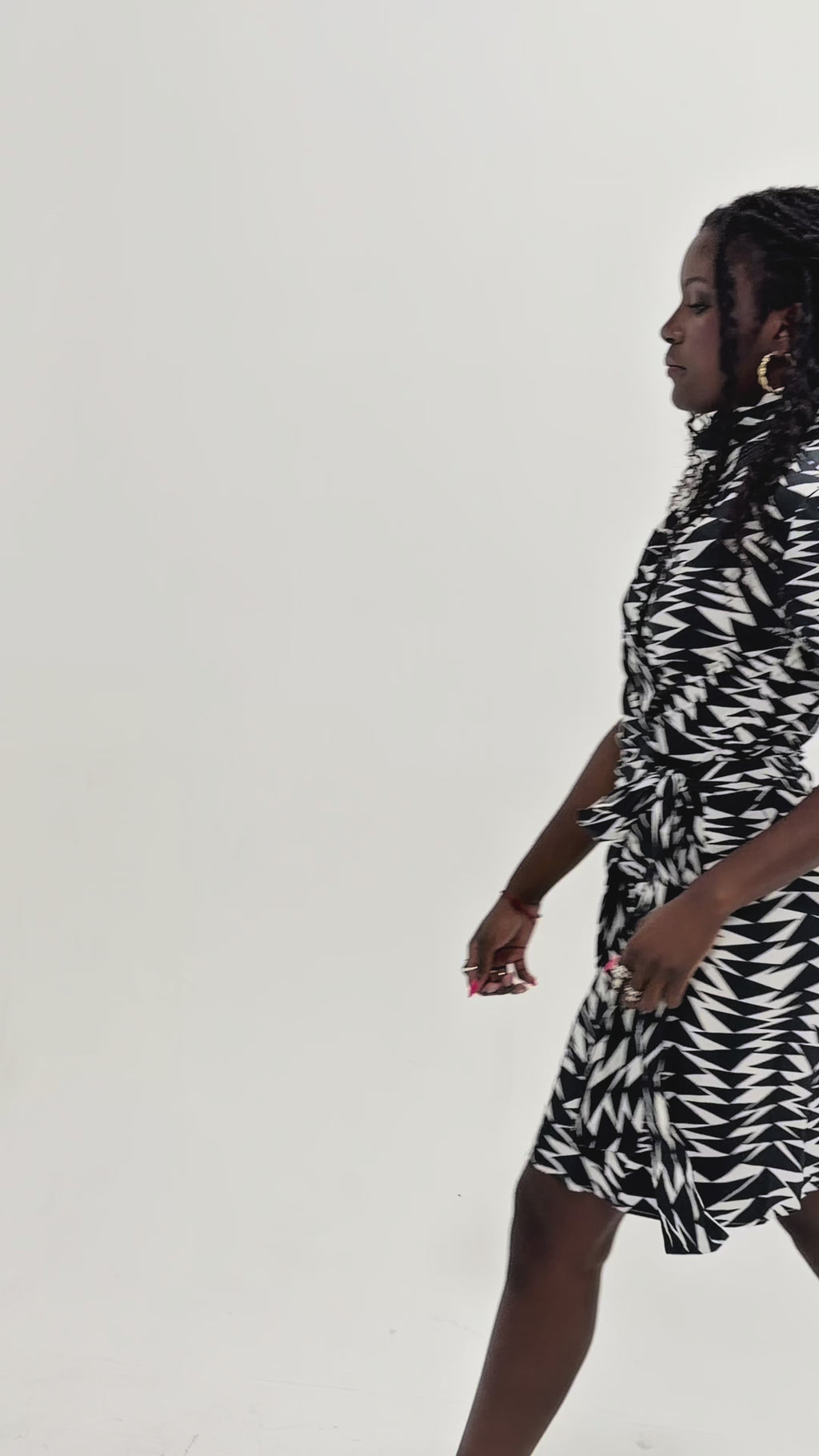 Max Mara Vintage Geo Print Side Tie Wrap Dress
