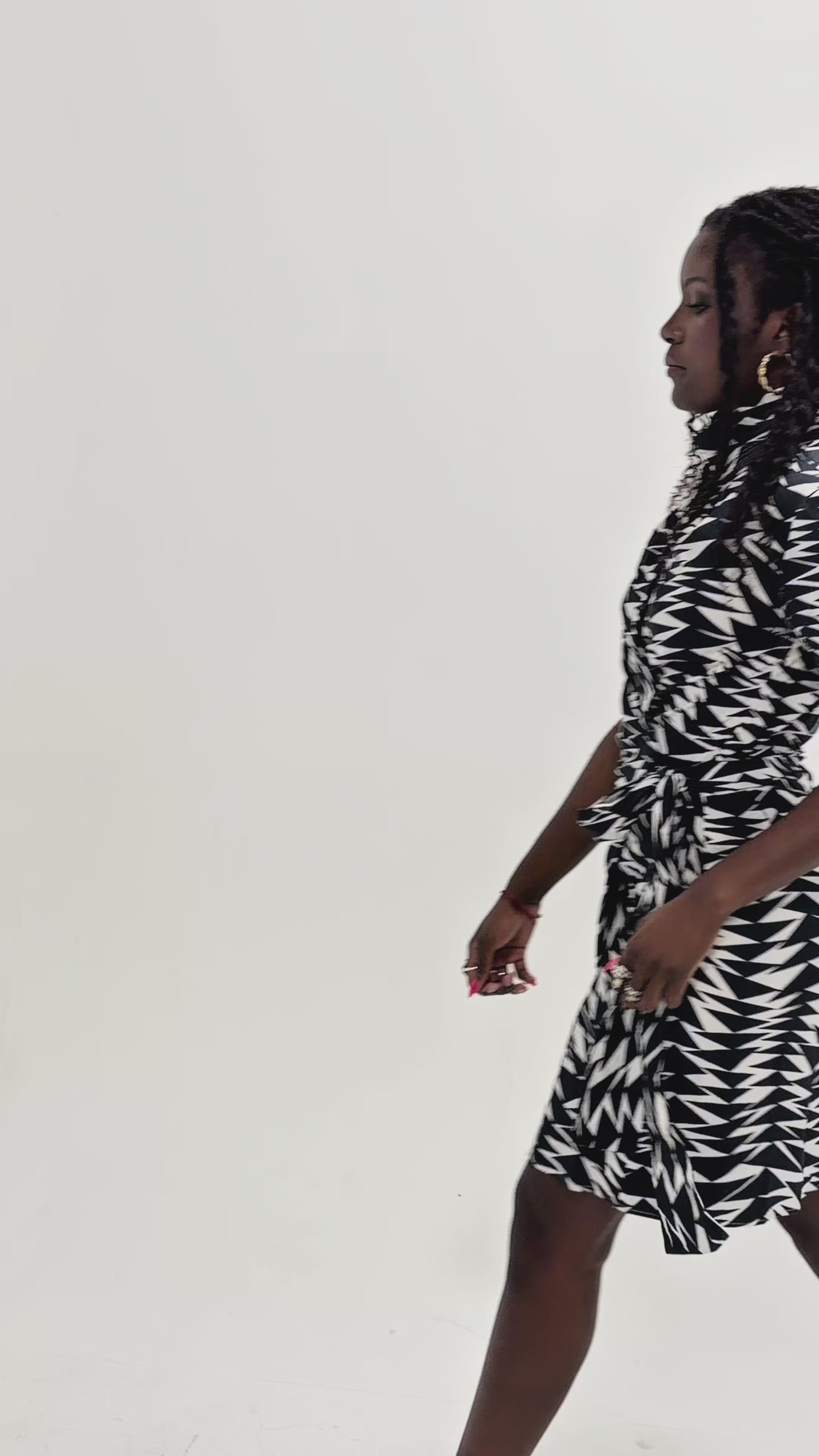 Max Mara Vintage Geo Print Side Tie Wrap Dress